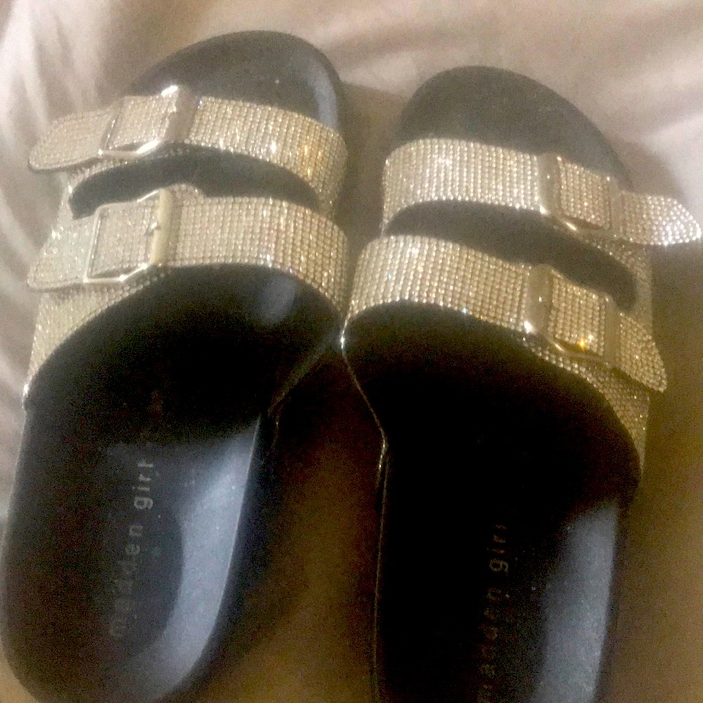 Madden Girl Sparkle sandals slide on with adjustable buckles  comfort light wear